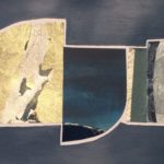 Edges CLI, acrylic, emulsion, gloss, dye, collage, 5.5in x 8in, 2020