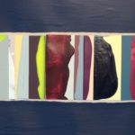 Edges IX, oil, acrylic, emulsion, collage 5.5in x 8in, 2019