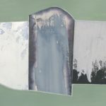 Edges LXII, acrylic, emulsion, dye, collage, 5.5in x 8in, 2019