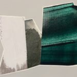 Edges LXIII, acrylic, emulsion, porcelain paint, dye, collage, 5.5in x 8in, 2019