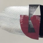 Edges LXIX, acrylic, emulsion, porcelain paint, dye, collage, 5.5in x 8in, 2019