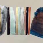 Edges LXXVIII, acrylic, emulsion, porcelain paint, dye, collage, 5.5in x 8in, 2019