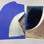 Edges XXXIV, acrylic, emulsion, gloss, collage, 5.5in x 8in, 2019