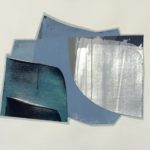 Edges LXXXVII, acrylic, emulsion, porcelain paint, dye, collage, 5.5in x 8in, 2019