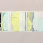 Edges VI, oil, emulsion, collage, 5.5in x 8in, 2019