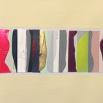 Edges VIII, oil, acrylic, emulsion, gloss, porcelain paint, collage, 5.5in x 8in, 2019