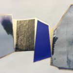 Edges XCI, acrylic, emulsion, dye, collage, 5.5in x 8in, 2019