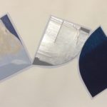 Edges XCV, acrylic, emulsion, dye, collage, 5.5in x 8in, 2019