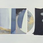 Edges XIV, acrylic, emulsion, dye, collage, 5.5in x 8in, 2019