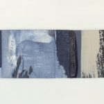 Edges XIX, acrylic, emulsion, gloss, dye, collage, 5.5in x 8in, 2019