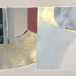 Edges XV, acrylic, emulsion, enamel, dye, collage, 5.5in x 8in, 2019