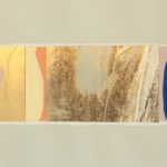 Edges XVI, oil, acrylic, emulsion, dye, collage, 5.5in x 8in, 2019