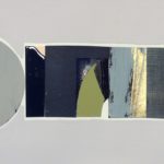 Edges XXI, acrylic, emulsion, enamel, dye, collage, 5.5in x 8in, 2019