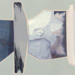 Edges XXXIV, acrylic, emulsion, dye, collage, 5.5in x 8in, 2019