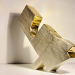 The Beauty of our Differences IV, cardboard, gum tape, gloss paint, 24 carat gold leaf, 11in x 10in x 2in, 2020