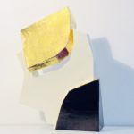 The Beauty of our Differences V, cardboard, gum tape, gloss paint, 24 carat gold leaf, 8in x 11in x 3in, 2020
