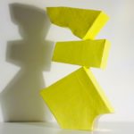 The Beauty of our Differences VI, cardboard, gum tape, gloss paint, 24 carat gold leaf, 7in x12in x2in, 2020